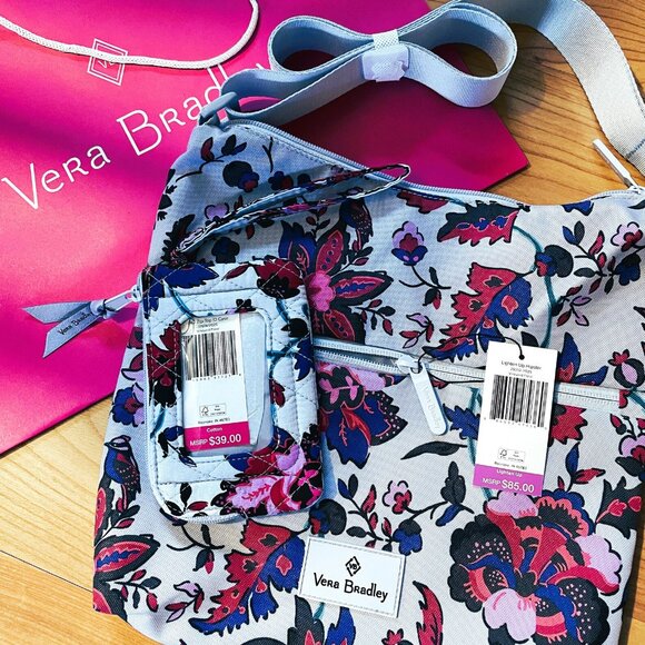 Vera Bradley Water Repellent ECO Hipster Crossbody & Matching Wallet Key Chain - Picture 1 of 11